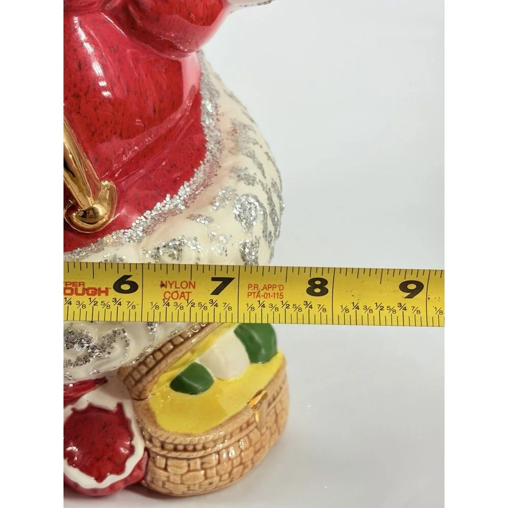 Vtg Atlantic Mold Large Mrs Claus Knit Ceramic Glitter Plastic eyes Christmas
